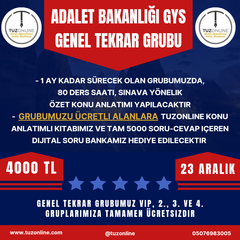 Adalet Bakanlığı GYS Genel Tekrar Grubu